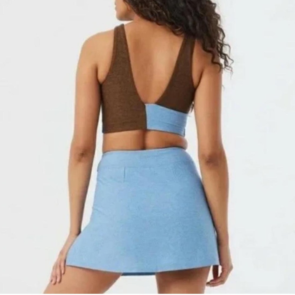 Outdoor Voices Brown and Light Blue Colorblock Sports Bra